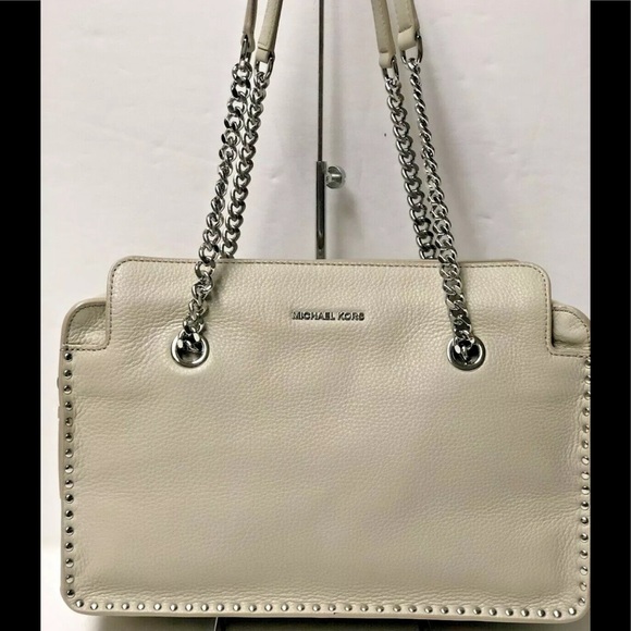 NWT MICHAEL KORS Astor Lg Satchel Leather CEMENT - Picture 3 of 6